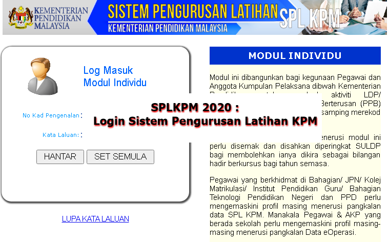 Individu https //splkpm.moe.gov.my modul Login SPLKPM
