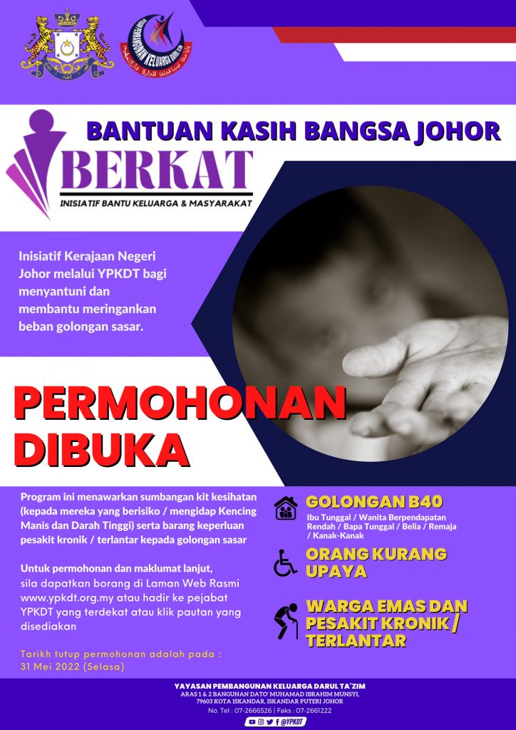 Candidature I-BERKAT 2022 : Bantuan Kasih Bangsa Johor
